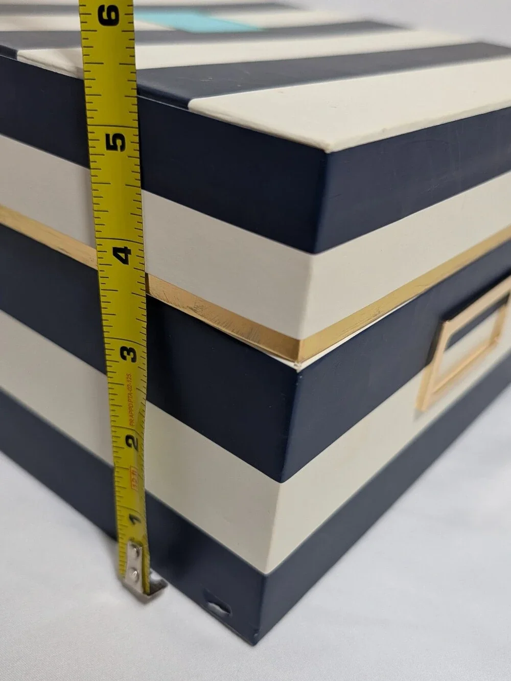 Kate Spade New York Navy Stripe Nesting Storage Box Gold Accent